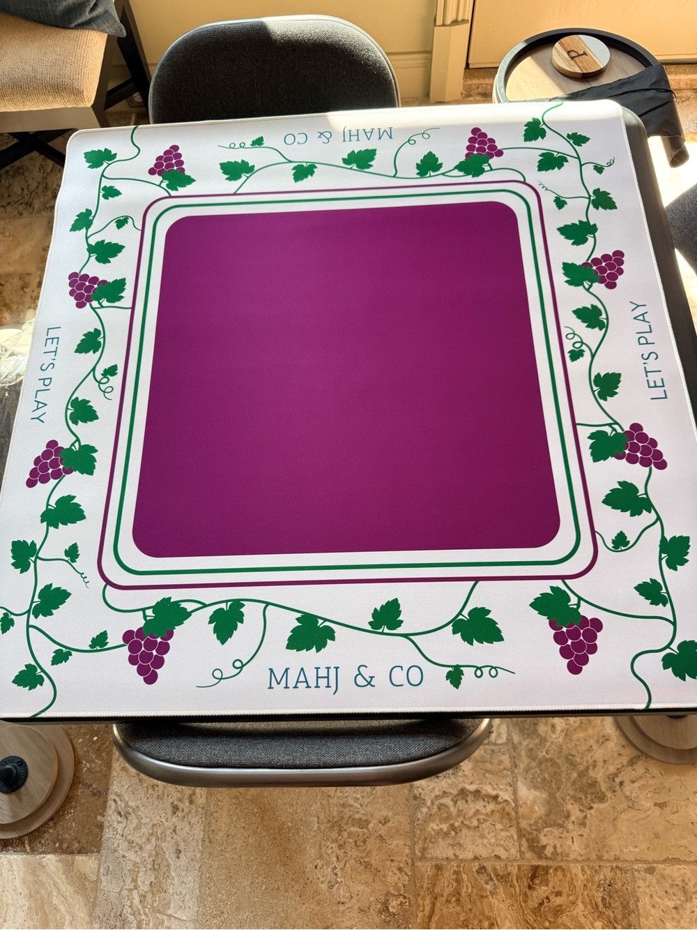 MAHJ & CO New Mahjong Mat. Wine /Grape pattern. Never used. Will ship rolled/bag